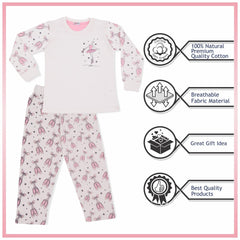 A2Z 4 Kids Girls Ballerina Print Children PJs 2 Piece Cotton Set Lounge Suit Nightwear Sleepwear Top Bottom Pyjamas Loungewear Dress Up Outfit Set Gifts for Children & Girls Age 2-13 Years