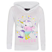 A2Z 4 Kids Girls Dabbing Unicorn Unique Tracksuit Kids Designer's Rainbow Floss Hooded White Top & Legging Lounge Wear New Age 7 8 9 10 11 12 13 Years