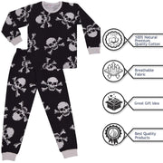 Kids Girls Skull & Bones Print Pyjamas Set