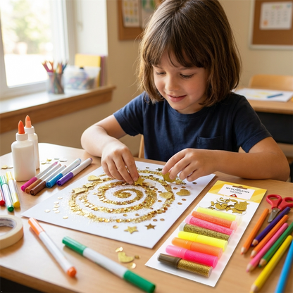 A2Z Glitter Glue Set With Glitter Foam Shapes For Arts And Crafts Kids