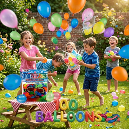 A2Z 100 Water Bomb Balloons Multipack Colourful Latex Water Balloons for Outdoor