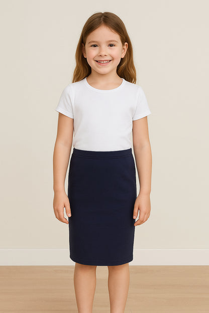 Kids Girls Plain Pencil Skirt Trendy Summer Clothing Sets Age 5-13 Years