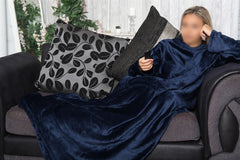 Unisex Men Ladies Navy Wearable Snuggle Sleeves Blanket Super Soft Warm Fleece