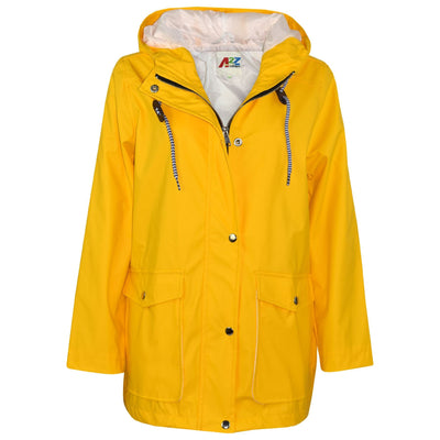 A2Z 4 Kids PU Raincoat Yellow Jackets Windbreaker Waterproof Parka Shower Resistant Hooded Raincoat Girls Boys Age 5-13 Years