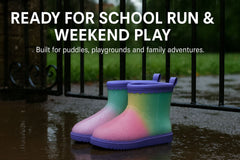 Kids Girls Warm Lined Gradient Rain Boots Waterproof PVC Wellington Winter Shoes
