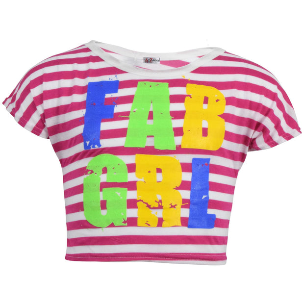 Kids Girls Crop Top FAB GRL Print Trendy Fashion Stylish Belly Shirt Tops & Tees