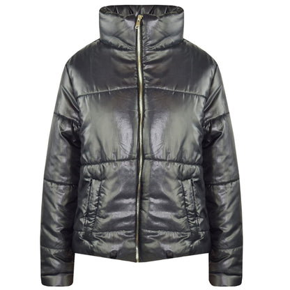 Girls Jacket Kids Wetlook Cropped Padded Quilted Puffer Bubble Jackets Coat 5-13