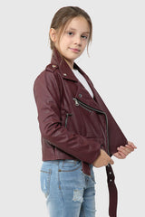 A2Z 4 Kids Girls PU Leather Jacket Zip Up Biker Trendy Belted Coats 5-13 Years
