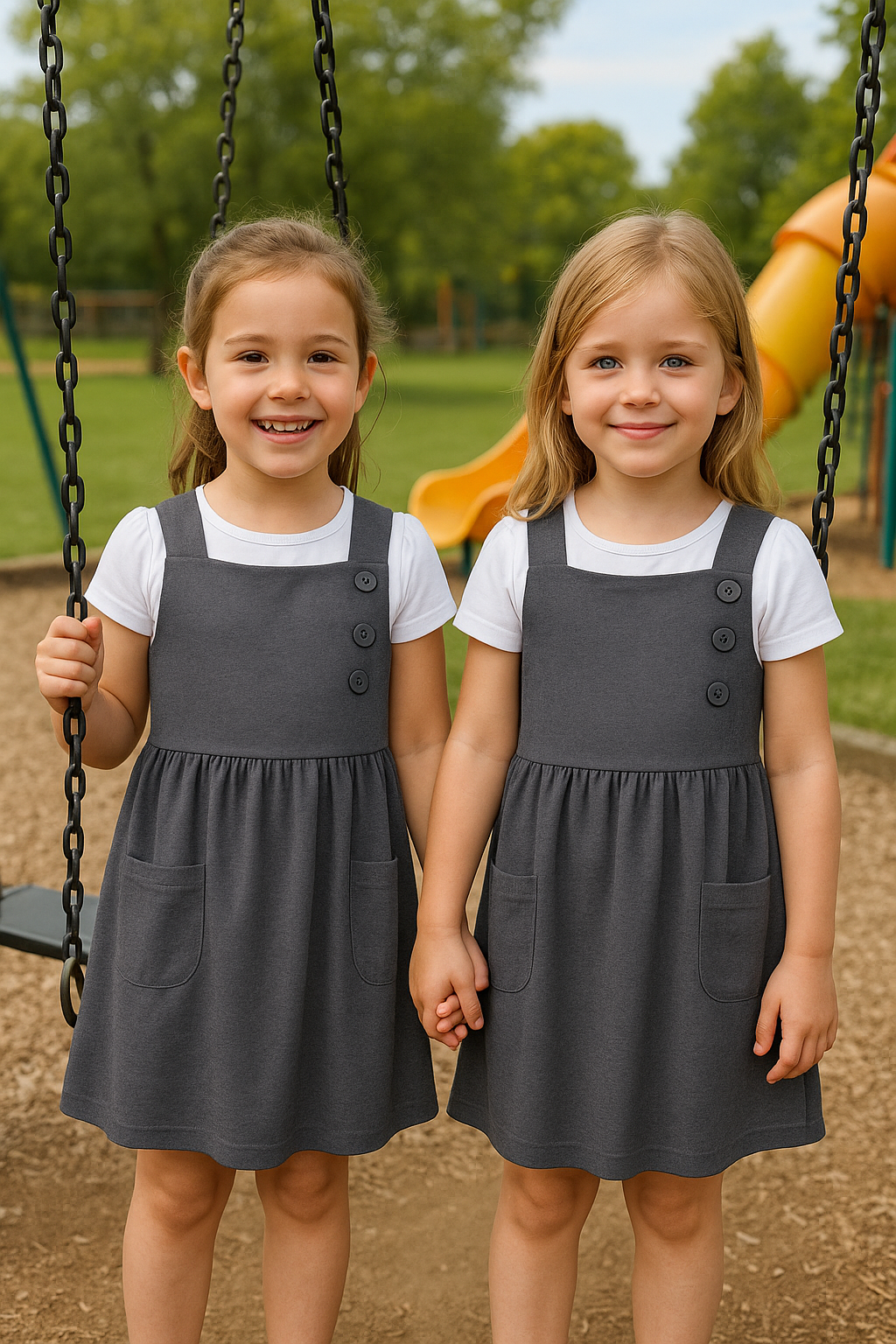 Kids 2 Pack Girls School Uniform Dress Soft Comfortable Pinafore School Dresses