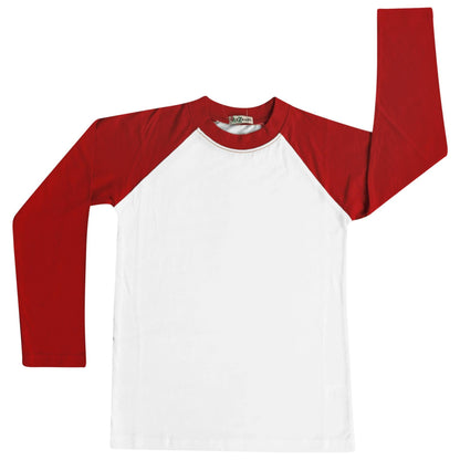 Kids Boys Girls T Shirts Plain Baseball Long Raglan Sleeves Sports Tees 2-13 Yrs