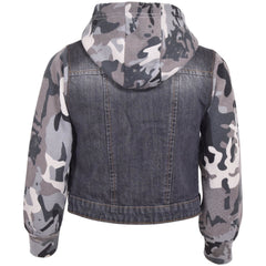 Kids Boys Denim Jacket Fleece Long Sleeves Hooded Stylish Jeans Coat For 2-13 Yr