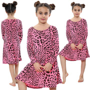 Kids Girls Swing Dresses Spicy Tartan Dog Tooth Print Fashion Dresses 3-13 Years