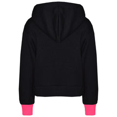 A2Z 4 Kids Girls Tracksuit Designer's #Floss Print Fleece Black & Neon Pink Hooded Crop Top Bottom Jogging Suit Joggers Age 5 6 7 8 9 10 11 12 13 Years