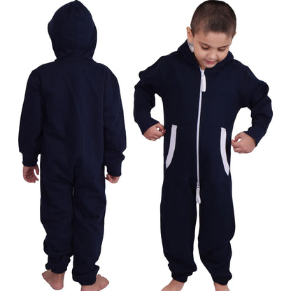 A2Z Onesie One Piece Kids Navy Pyjamas Sleepsuit Costume Girls & Boys 5-13 Years