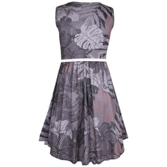 Kids Girls Skater Dress Sleeveless Camo Leaf Print Party Fashion Summer Dresses