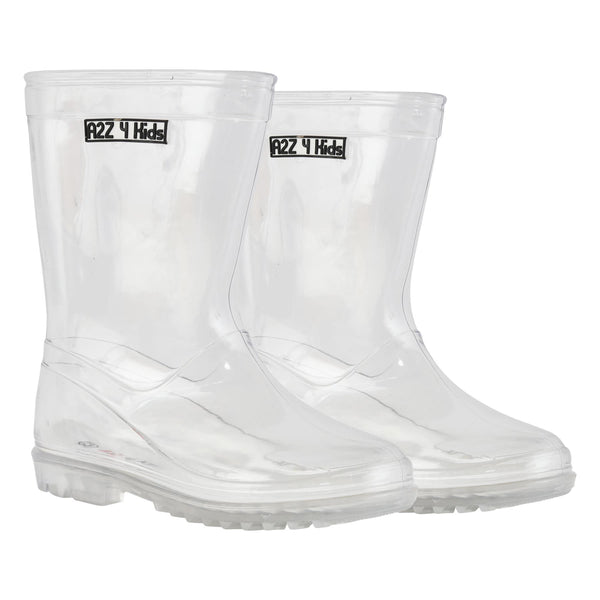 Kids Boys Girls Clear PVC Rain Boot Wellington Boots Waterproof Wellies Gumboot