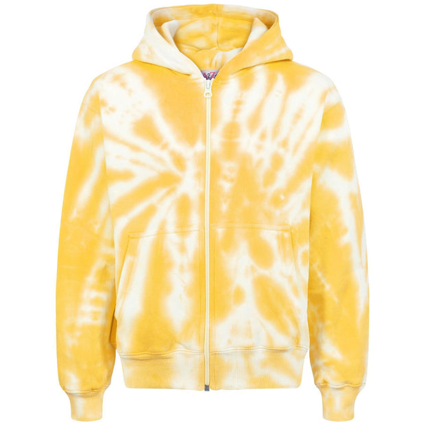 A2Z 4 Kids Girls Tie Dye Printed Mustard Fleece Hoodie Zip Up Style Hooded Zipper Age 5-6, 7-8, 9-10, 11-12 & 13 Years