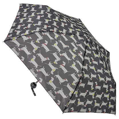 Ladies Supermini Folding Umbrella Sausage Dog AOP Lightweigh 50cm Compact Brolly
