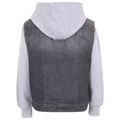 Kids Boys Denim Jacket Fleece Long Sleeves Hooded Stylish Jeans Coat For 2-13 Yr
