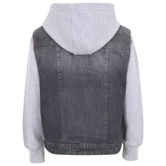 Kids Boys Denim Jacket Fleece Long Sleeves Hooded Stylish Jeans Coat For 2-13 Yr
