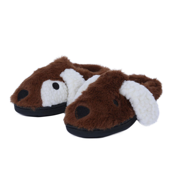 Kids Cute 3D Dog Animal Slippers Soft Plush Warm Indoor Non-Slip Footwear Shoes