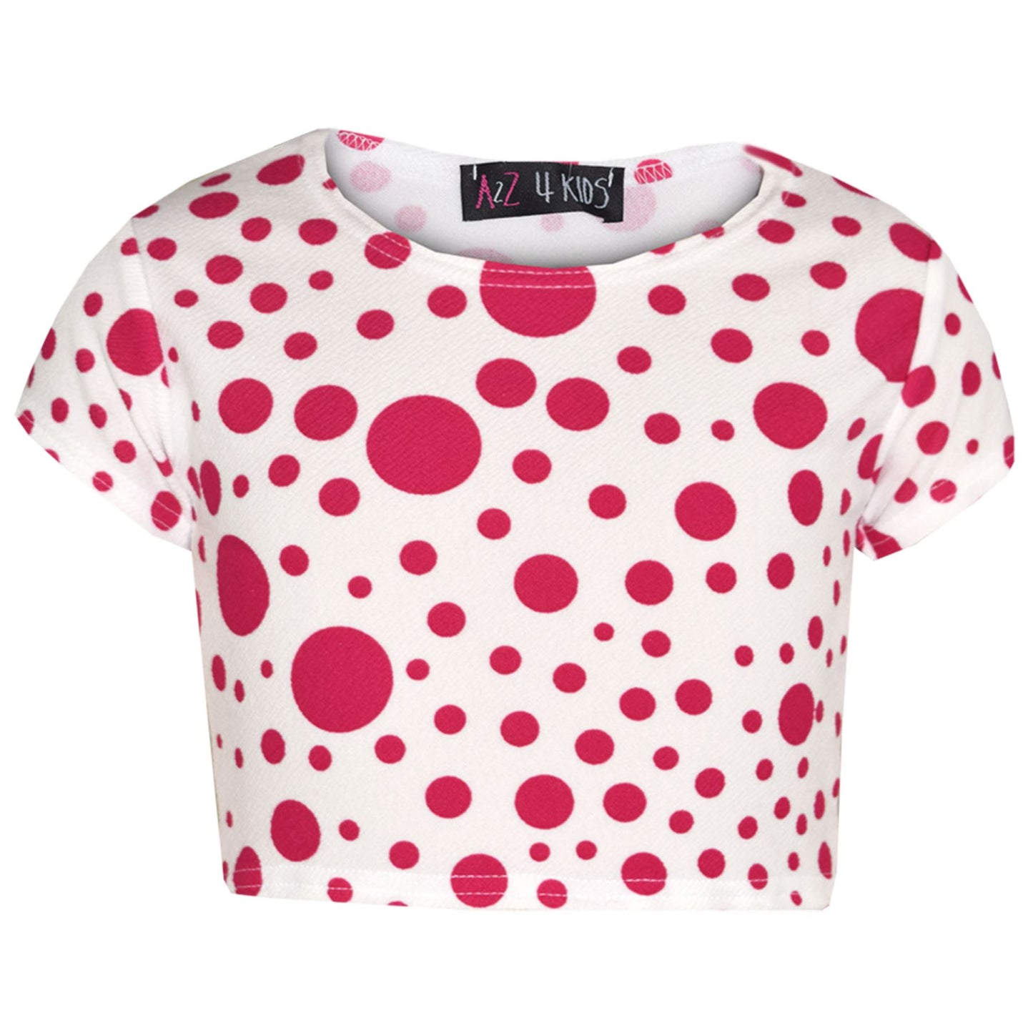 Girls Dresses Kids Pink Polka Dot Print Crop Top Legging Midi Skater Dress 7-13Y