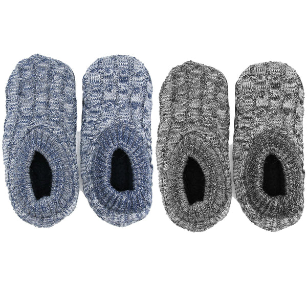 Mens Cable Knit Sherpa Lined Slipper Socks Warm Knitted for Men with Non Slip Sole UK Size 6-11