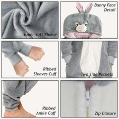 A2Z 4 Kids Girls Boys Bunny Costume Jumpsuits Soft Plush Fleece
