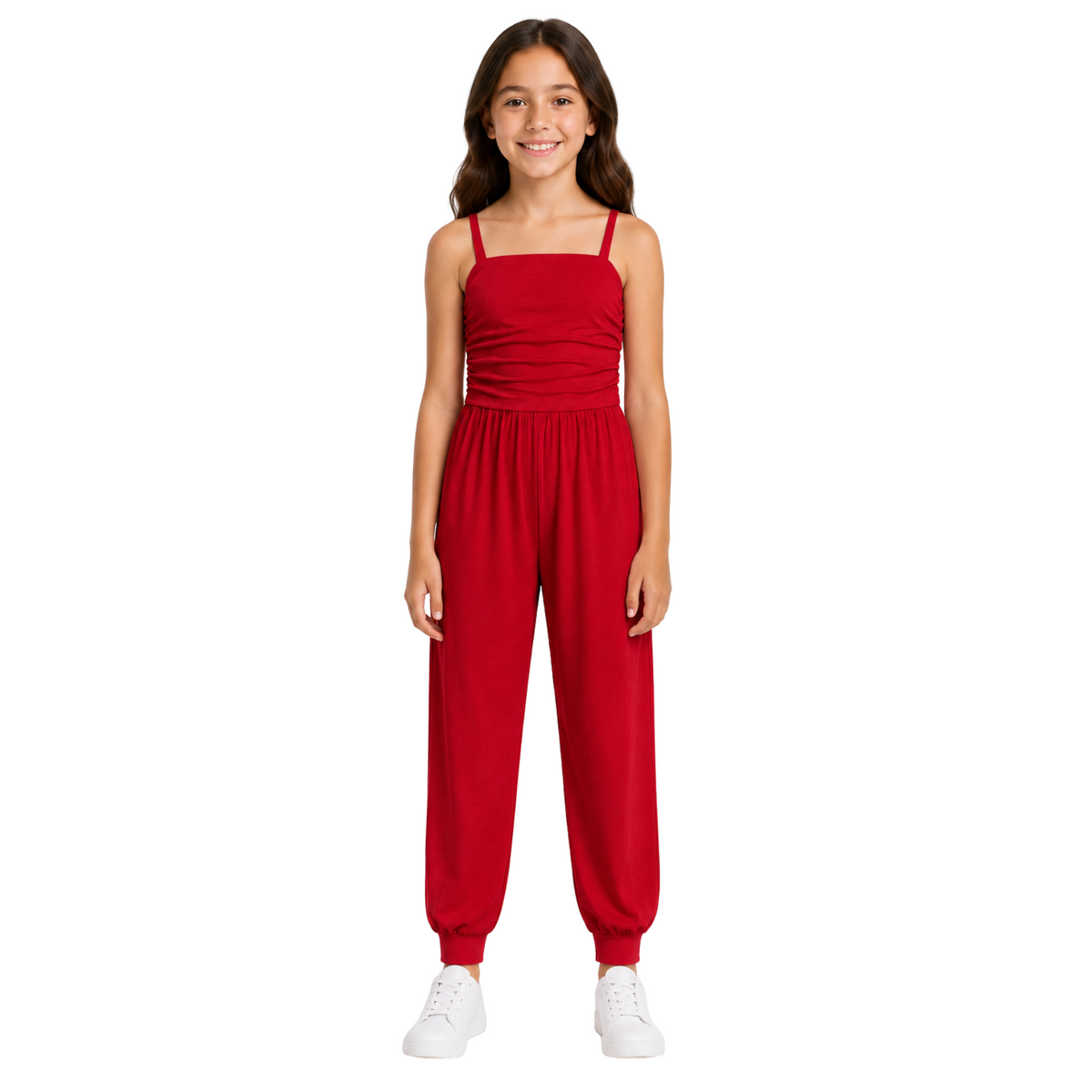 Girls Jumpsuit Kids Plain Color Trendy Playsuit All In One Jumpsuits 5-13 Years