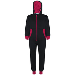A2Z 4 Kids Girls Pink Contrast Fleece Onesie All In One Jumsuit Playsuit Nightwear New Age 2 3 4 5 6 7 8 9 10 11 12._13 Years