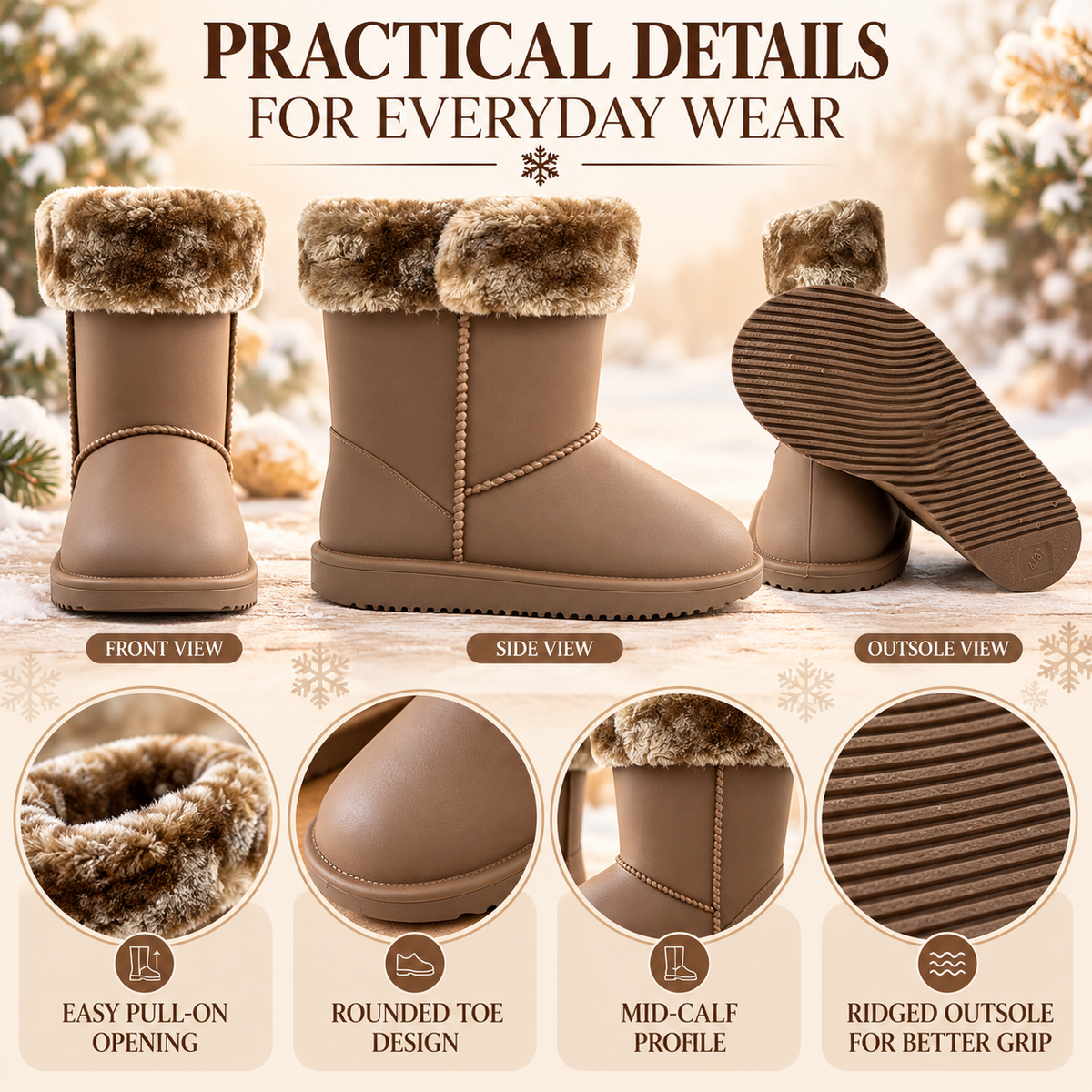 A2Z 4 KIDS Girls Ladies Faux Fur Lined Warm Winter Boots Waterproof Non Slip