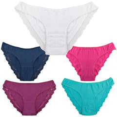 A2Z Ladies Lace Brazilian Briefs Underwear Pack Of 5 Adjustable Waist Shorts