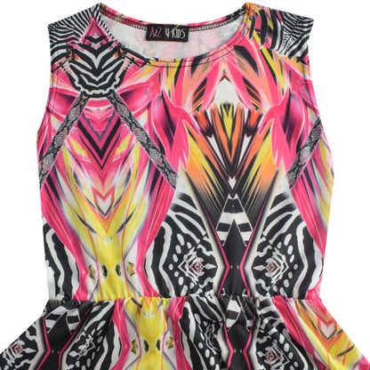 Kids Girls Skater Dress Sleeveless Pink Party Fashion Summer Dresses Age 5-13