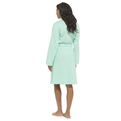 Ladies Waffle Texture Dressing Gown Soft Lightweight Robe with Belt & Pockets