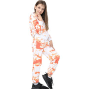 A2Z 4 Kids Girls Tracksuit Designer's Tie Dye Print Fleece Orange Hooded Zip Up Hoodie & Bottom Jogging Suit Joggers Age 5 6 7 8 9 10 11 12 13 Years