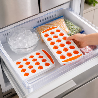 A2Z 21 Cube Ice Tray Silicone Push Up Easy Release Freezer Ice Mould PP TPR