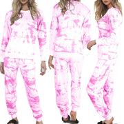 A2Z Ladies 2 Piece Pyjama Set Loungewear Soft Cotton PJS Tie Dye Printed Long Sleeve Pink Top Bottom Gift for Ladies Matching PJS Lounge Suit S/M/L/XL/2XL