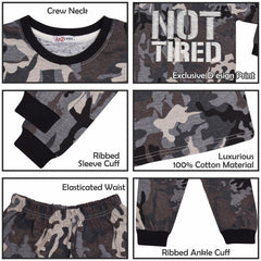 Kids Unisex Camo Green Print Pyjamas Children PJs Loungewear Age 2-13
