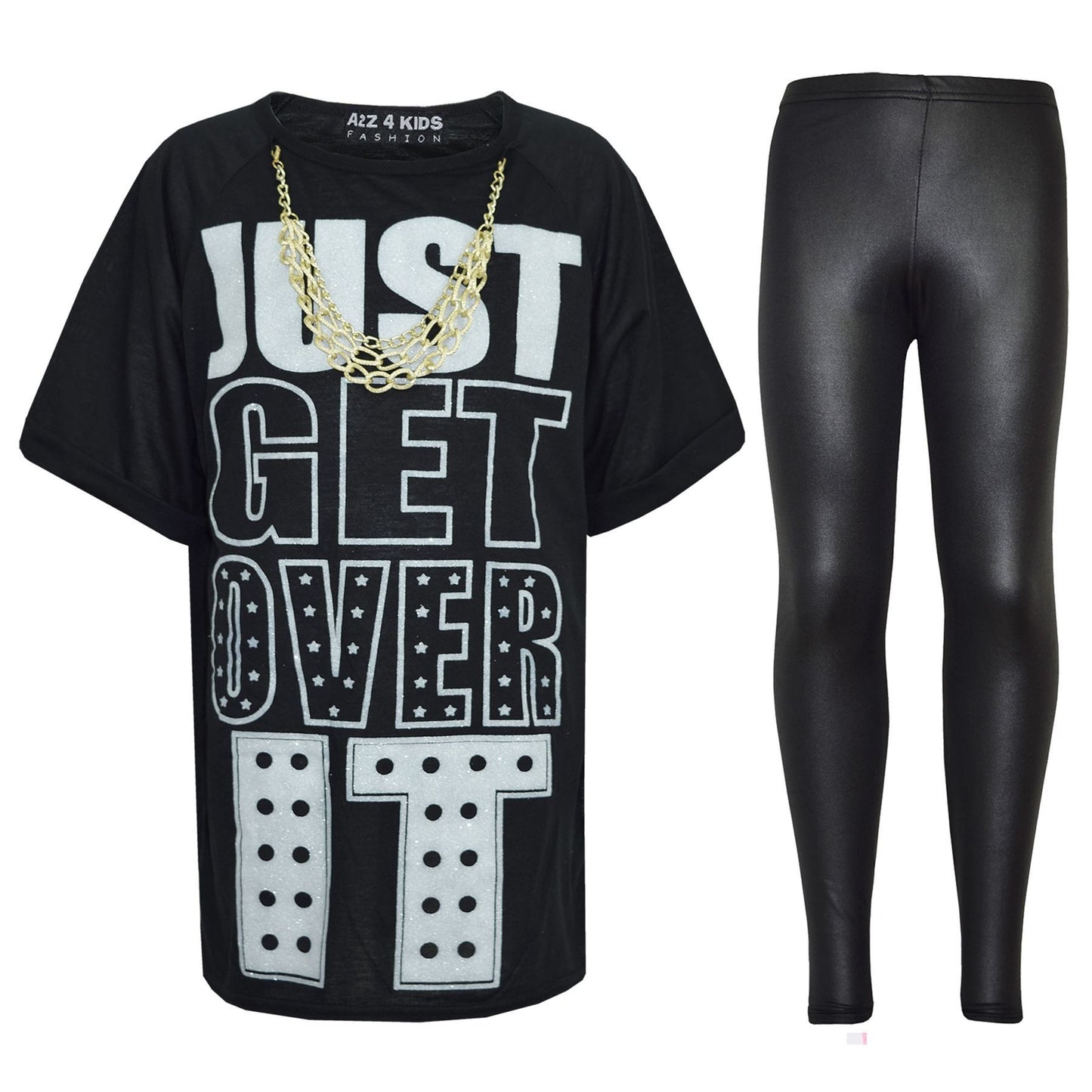 Girls Top Kids Designer's Just Get Over It T Shirt & Fashion Legging Set 7-13 Yr