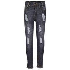 Girls Skinny Jeans Kids Stretchy Denim Ripped Rough Pants Trousers Jeggings 5-13