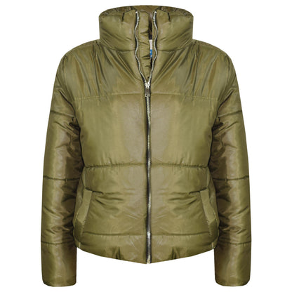 Girls Jacket Kids Wetlook Cropped Padded Quilted Puffer Bubble Jackets Coat 5-13