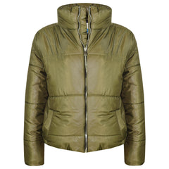 Girls Jacket Kids Wetlook Cropped Padded Quilted Puffer Bubble Jackets Coat 5-13