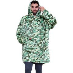 Unisex Men's Ladies Oversized Hoodie Printed Snuggle Super Soft Warm Blanket