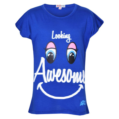 Girls Top Kids Designer's Looking Awesome Print Fashion T Shirt Top 5-13 Years