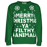 Girls Boys Christmas Jumper Novelty " Merry Christmas Ya Filthy Animal " Sweater Age 7-13 YearsGirls Boys Christmas Jumper Novelty " Merry Christmas Ya Filthy Animal " Sweater Age 7-13 Years