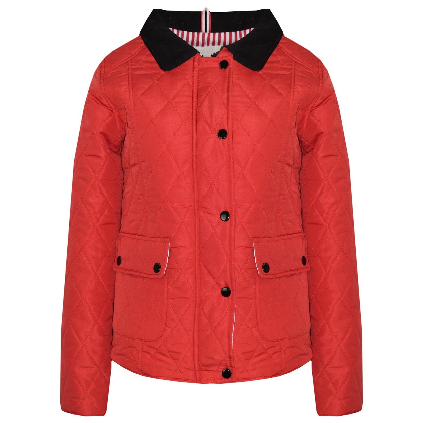 Kids Jackets Girls Quilted Padded Collar Buttoned Zipped Jacket Age 5-13 Years