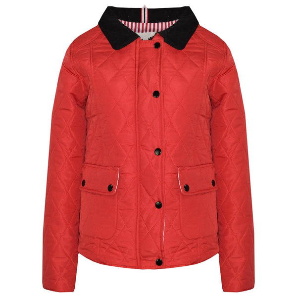 Kids Jackets Girls Quilted Padded Collar Buttoned Zipped Jacket Age 5-13 Years