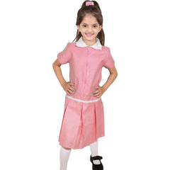 Kids Girls 2 Pack Uniform School Zip Up Gingham Dress With Matching Scrunchies