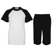 A2Z 4 Kids Raglan Style T Shirt & Shorts Black Contrast PJS Super Soft Matching Top Bottom Pyjamas Comfy Loungewear Dress Up Outfit Gifts for Children Girls Boys Age 5-13 Years - A2Z 4 Kids