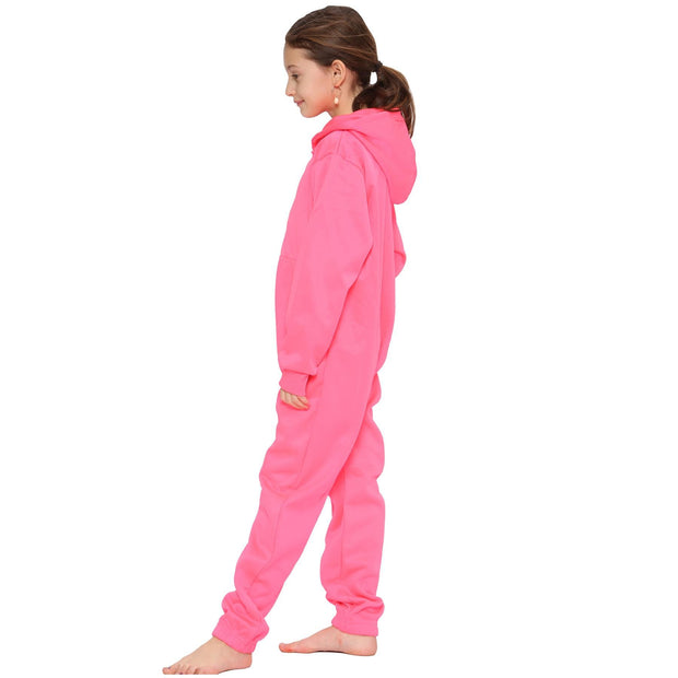 Kids Boys Girls Unisex Onesie Super Soft Fleece Hooded Zip Up Loungewear Costume